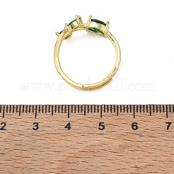 Anillos ajustables de latón y vidrio con forma de flor&nbsp;GL-CBA18A7-01G-02