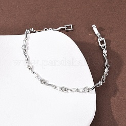 Латунные браслеты-цепочки с микропаве из прозрачных кубических цирконий для женщин&nbsp;BJEW-D387-02P