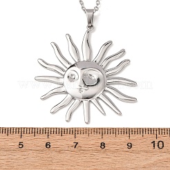 Colliers à pendentif soleil en acier inoxydable 304 avec chaîne câble pour hommes et femmes&nbsp;NJEW-K308-04C-P