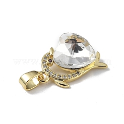 Настоящие 18-каратные позолоченные подвески из латуни с микропаве из прозрачного кубического циркония&nbsp;KK-C015-22G-17