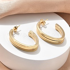 Pendientes de acero inoxidable 201 con forma de triple C&nbsp;EJEW-D354-05G