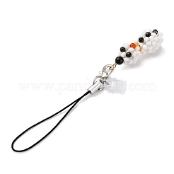 Рождественский снеговик стеклянные бусины мобильные ремни&nbsp;HJEW-MZ00294-01