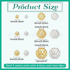 96 шт. 12 стиля полые латунные бусины&nbsp;KK-PH0013-13