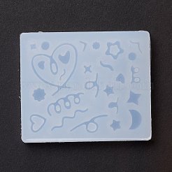 Линии и плоские круглые и сердце и звезда и цветок и луна заливки силиконовые Молды&nbsp;X-DIY-M029-08