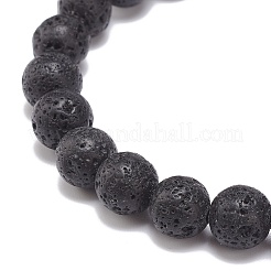 Bracciale elasticizzato in pietra lavica naturale&nbsp;BJEW-JB08553