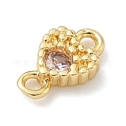 Dijes conectores de corazón de latón con circonitas cúbicas pavé&nbsp;KK-G548-18G-02