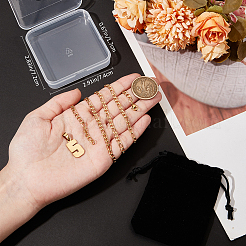 1 шт. 304 нержавеющая сталь Фигаро цепочка ожерелье с подвеской в виде цифры&nbsp;NJEW-BBC0001-28E-G