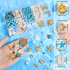 Kit di perline per la creazione di gioielli fai da te con turchese sintetico e conchiglia di ciprea naturale a tema oceano&nbsp;DIY-SC0027-45