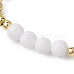 Bracelets extensibles ronds en acier inoxydable 304 et perles de jade blanc naturel pour femmes&nbsp;BJEW-JB11053-02