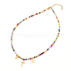 Set di collane con perline di semi di vetro perline malocchio&nbsp;NJEW-JN03722-01