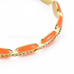 Gliederarmband mit Mikropavé aus Messing mit Zirkonia-Gliedern für Damen&nbsp;BJEW-T020-05G-03