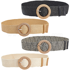 4 шт. 4-цветные плетеные соломенные цепочные ремни с пряжками из полипропиленового пластика&nbsp;AJEW-CY0001-80