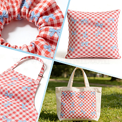 Tessuto di cotone con motivo a fiocco e tartan&nbsp;DIY-WH0890-31A