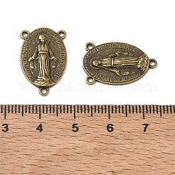 Liens de composant de lustre en alliage de style tibétain vierge sculpté ovale saint&nbsp;TIBEP-LF0961YKG-AB-FF
