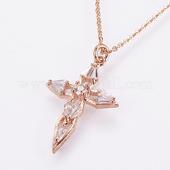 Colliers en laiton avec pendentif avec zircone cubique de micro pave&nbsp;NJEW-E111-14