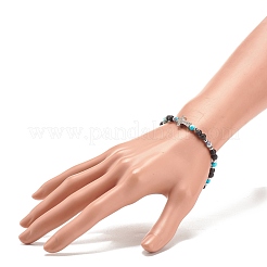 Эластичный браслет из бисера из натуральных и синтетических смешанных драгоценных камней с прозрачным кубическим цирконием для женщин&nbsp;BJEW-JB08247-05