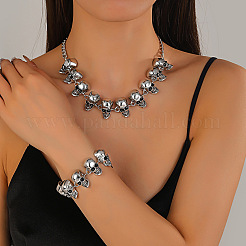 Наборы из ожерелья и браслетов из сплава с черепом&nbsp;FS-WG36AE1-01