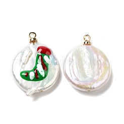 Pendenti di perle keshi naturali in stile barocco con smalto&nbsp;PEAR-G013-02D