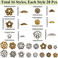 320 шт. 16 шт. филигранные колпачки для бусин из тибетского серебра в виде цветка&nbsp;TIBE-SC0002-13