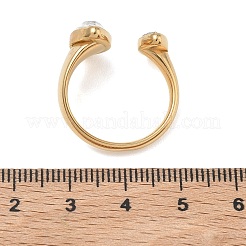 Offene Manschettenringe aus Edelstahl 304 mit klaren Zirkonia im Pavé-Stil für Damen&nbsp;RJEW-F207-03D-G