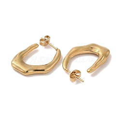Boucles d'oreilles demi-créoles ovales en acier inoxydable 201 pour femmes&nbsp;EJEW-G385-33G