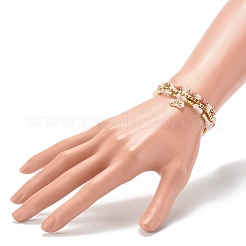 Ensembles de bracelets extensibles en quartz rose naturel et rhodonite&nbsp;BJEW-JB06255-01