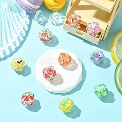 10 шт. 10-х цветные круглые бусины из смолы с фруктовым узором&nbsp;RESI-CJ0004-94