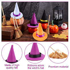 16 шт. мини-шляпки ведьмы из полиэстера&nbsp;AJEW-CP0009-34