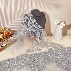 2 ярд полиэстеровой кружевной отделки с цветочной вышивкой&nbsp;DIY-WH0661-27A