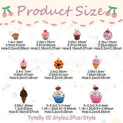 20шт 10 стиля непрозрачные подвески из смолы&nbsp;RESI-YW0004-07