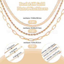 3шт. набор из 3-х стилей латунных цепочек для ожерелий&nbsp;NJEW-BBC0001-30