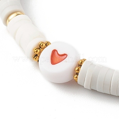 Ensembles de bracelets extensibles de perles heishi en argile polymère pour la saint valentin&nbsp;BJEW-JB06298-02