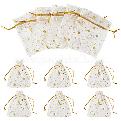 30 bolsa de regalo con cordón de organza con estampado dorado de luna y estrella&nbsp;ABAG-TA0002-21A