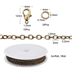 Kit de fabrication de bijoux de chaîne de câble en laiton diy 3m&nbsp;DIY-YW0005-75AB