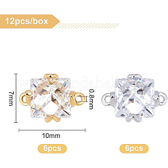 12шт 2 цвета латунные микро проложить прозрачные кубические циркониевые звенья&nbsp;KK-BC0007-45