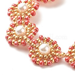 Bracciale a maglie di fiori di perle conchiglia&nbsp;BJEW-JB08084-05