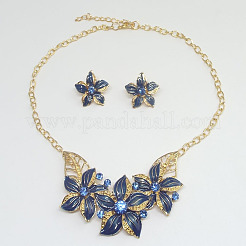 Комплекты из серег и ожерелий из сплава со стразами и эмалью&nbsp;FS-WG43F39-01