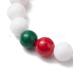 2 bracelet extensible en perles de jade mashan naturelles et de lawmwork sur le thème de Noël pour femmes et hommes&nbsp;BJEW-JB11148