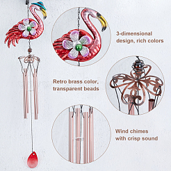 1 Stück Windspiel aus Eisen in Flamingo-Form&nbsp;HJEW-GA0001-11