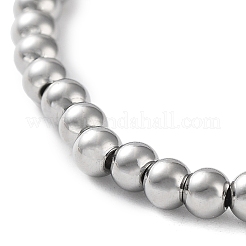 Bracciali elastici con perline rotonde in acciaio inossidabile chirurgico 316 anti-ossidazione&nbsp;LS-BJEW-M305-01B-P