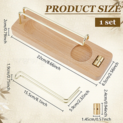 Rechteckiger Tisch-Räucherstäbchenhalter aus Holz mit Messingständer&nbsp;AJEW-WH0481-797