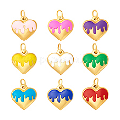 9 шт. эмалевые подвески в форме сердца из нержавеющей стали 304&nbsp;PALLOY-PH01919