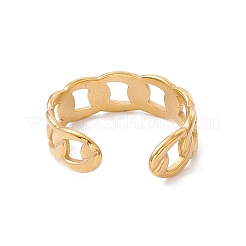Placcatura ionica (ip) 304 catene a maglie in acciaio inossidabile forma anello polsino aperto&nbsp;RJEW-H107-11G