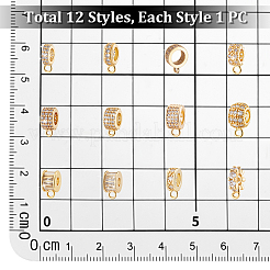 12 шт. 12 стиля латунных трубчатых дужек с микропаве из кубического циркония&nbsp;KK-PH0013-23