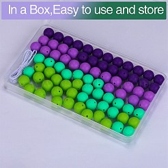 80 pièce de perles focales rondes en silicone de 4 styles&nbsp;SIL-SZ0001-22J