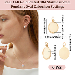 6 pz 304 ciondolo cabochon in acciaio inox&nbsp;STAS-BBC0010-58