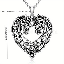 Кулон в виде сердца с конём и узлом викингов из сплава&nbsp;FS-WG2DD1C-01