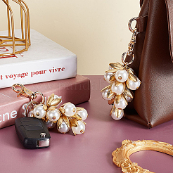 Подвеска в виде цветка из латуни и АБС-пластика с имитацией жемчуга&nbsp;HJEW-PH02010