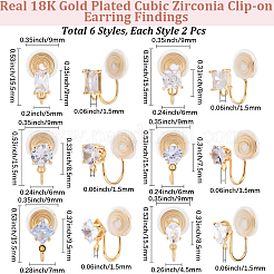 12 шт. 6 стиля латунная микропаве прозрачная кубическая циркониевая фурнитура для ушей&nbsp;KK-BBC0022-22