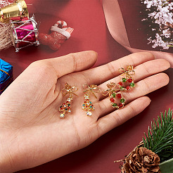 2 пара двух стилей сережек-гвоздиков из сплава стекла с бантом&nbsp;EJEW-TA00699